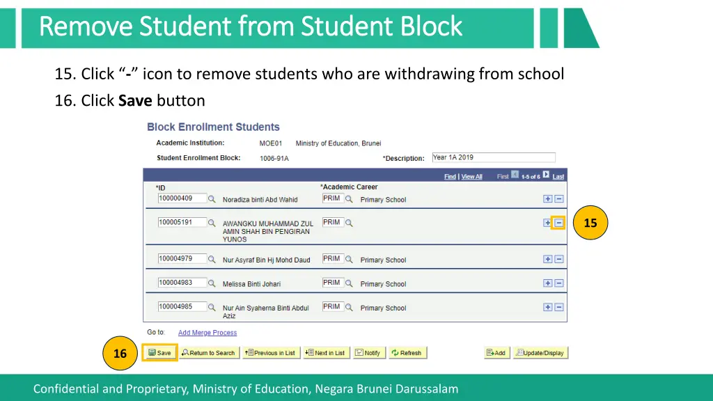 remove student from student block remove student 1