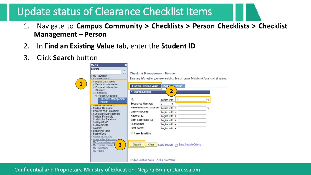 update status of clearance checklist items update