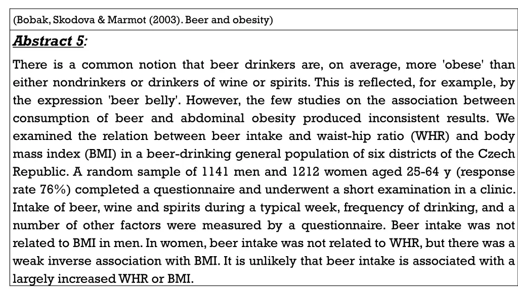 bobak skodova marmot 2003 beer and obesity