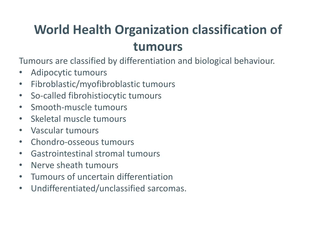 world health organization classification