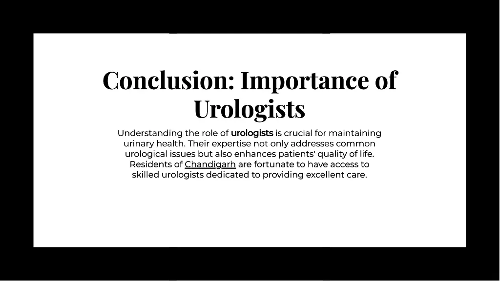 concluslon importance of urologlsts urologlsts