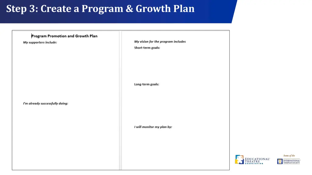 step 3 create a program growth plan