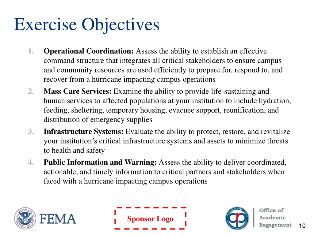 exercise objectives