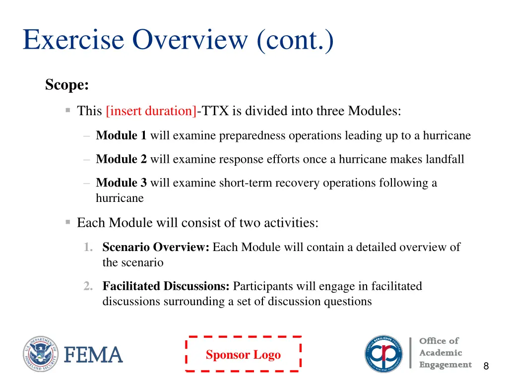 exercise overview cont