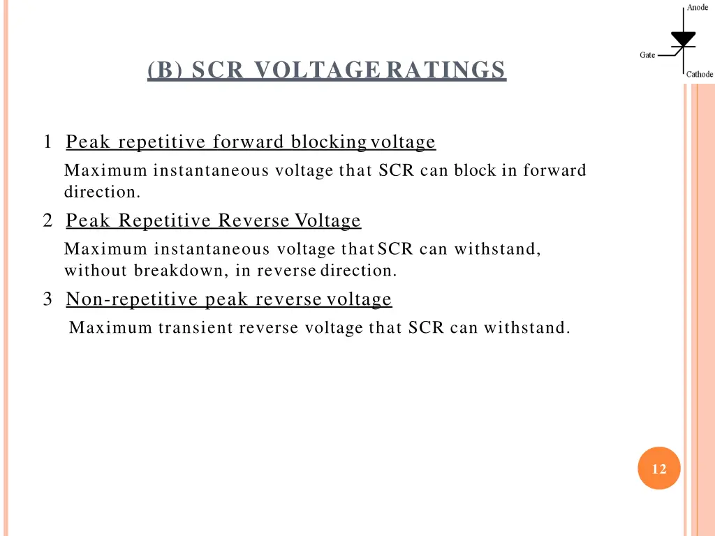 b scr voltage ratings