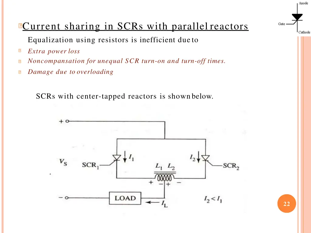 current sharing in scrs with parallel reactors