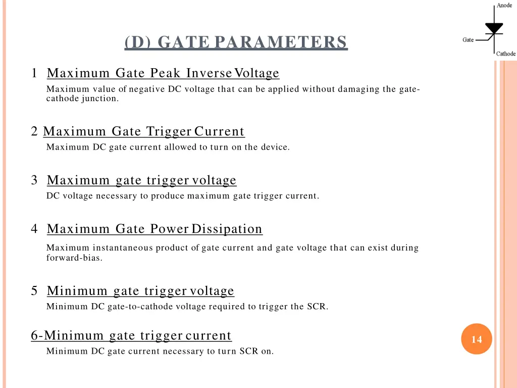 d gate parameters