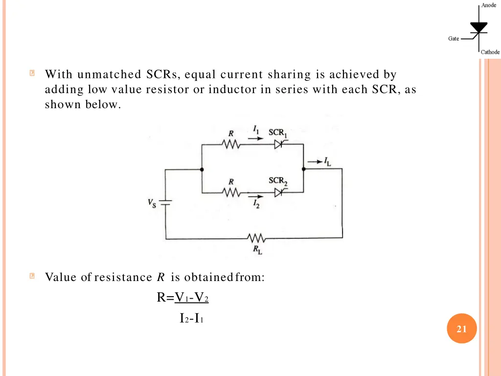 with unmatched scrs equal current sharing