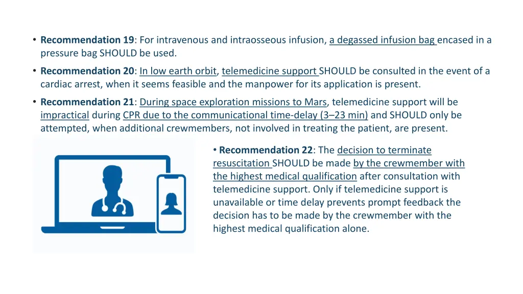 recommendation 19 for intravenous