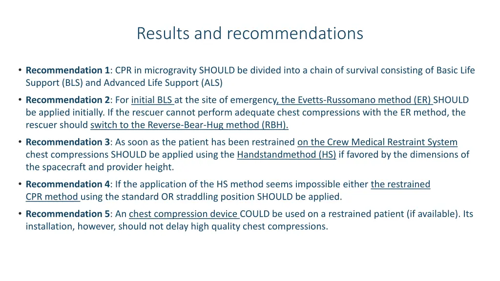 results and recommendations