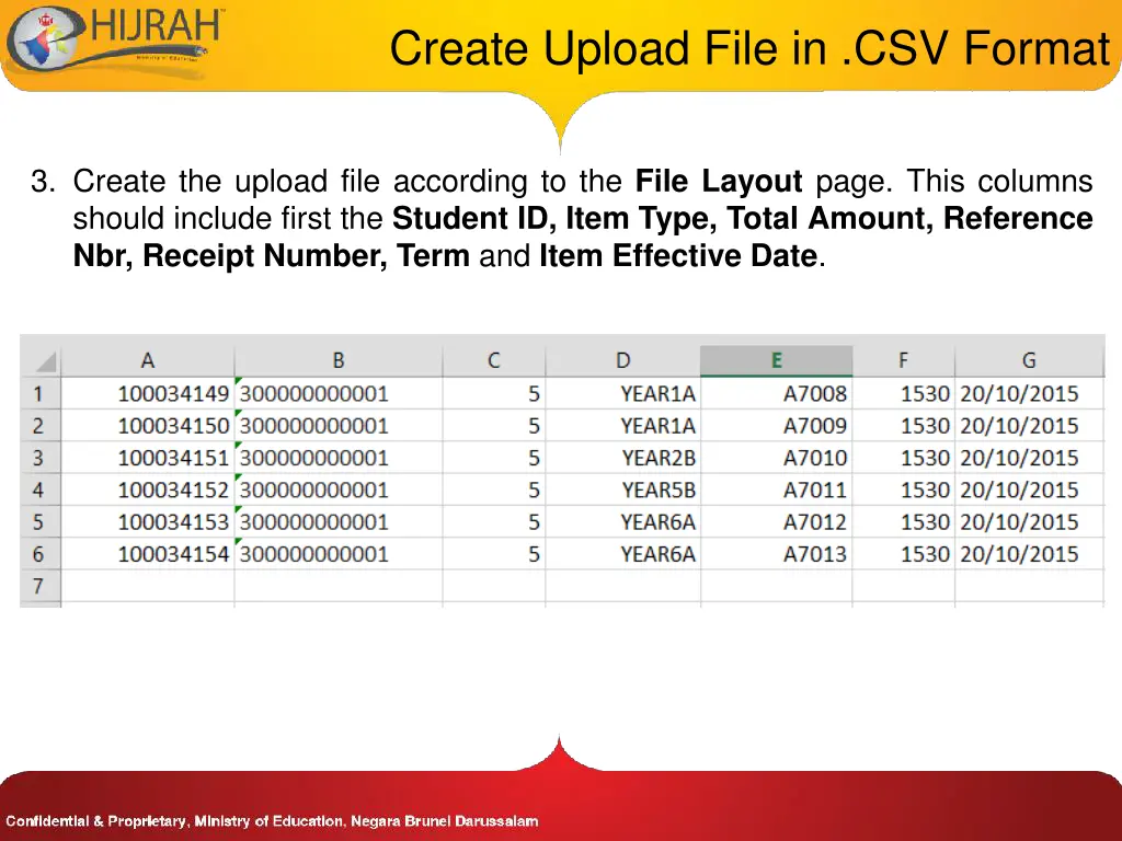 create upload file in csv format 1