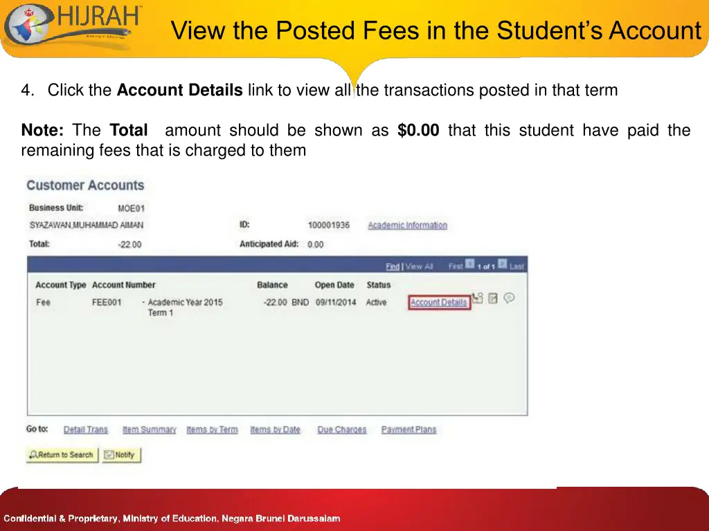 view the posted fees in the student s account 1