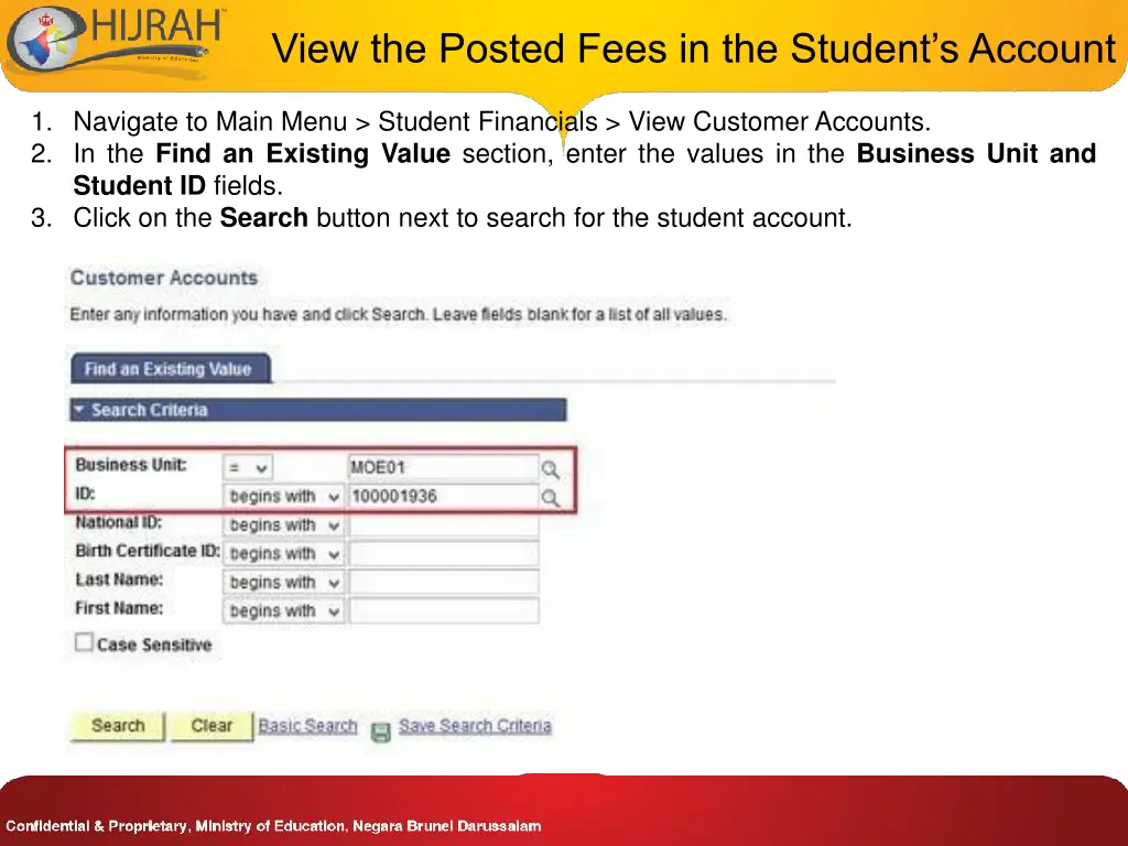 view the posted fees in the student s account