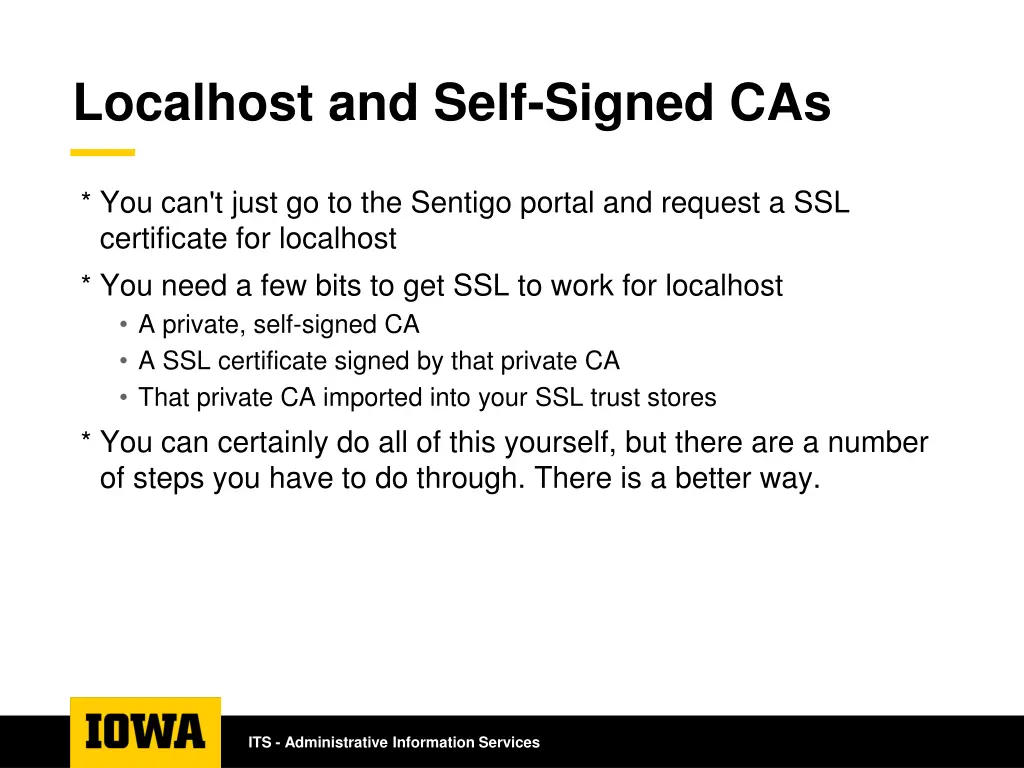 localhost and self signed cas