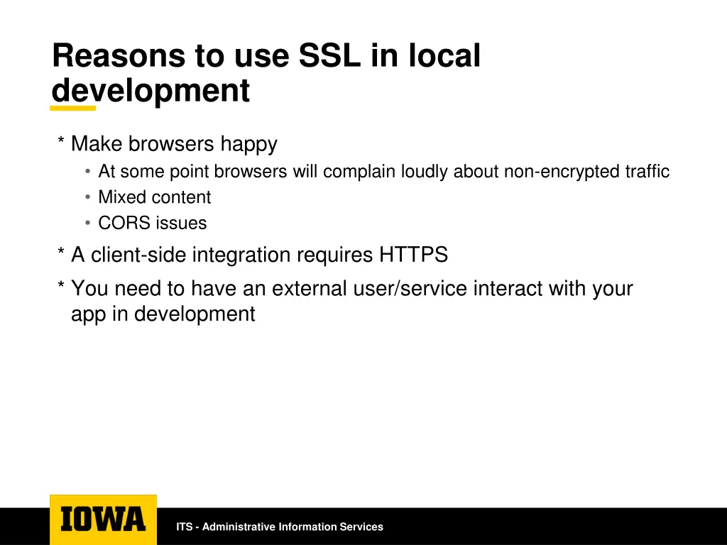 reasons to use ssl in local development