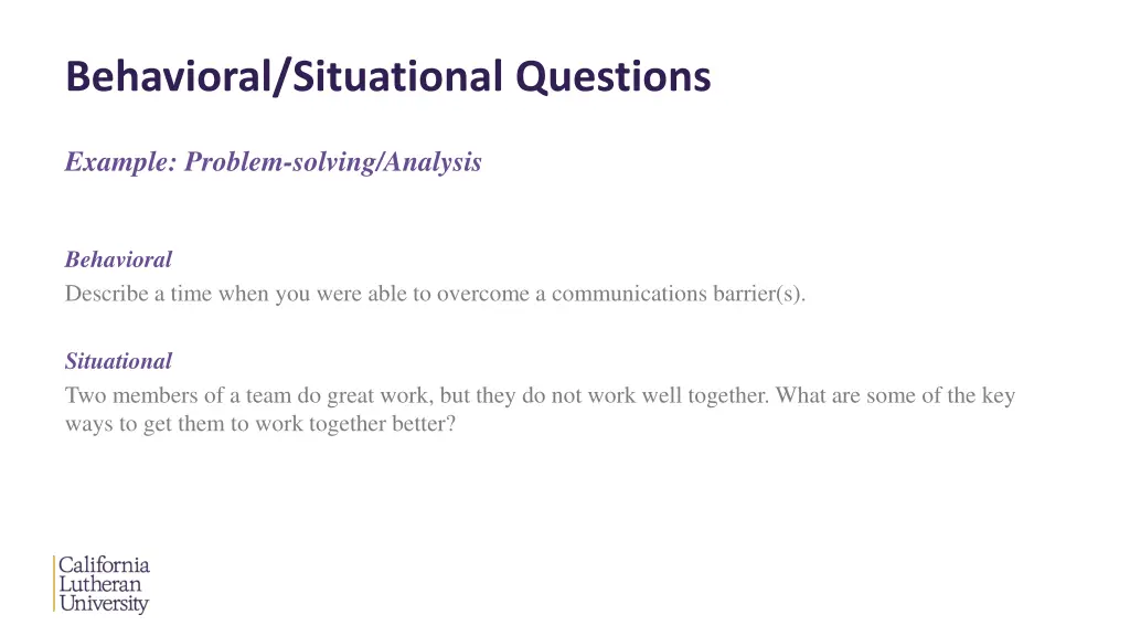 behavioral situational questions 1