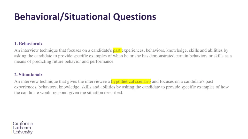 behavioral situational questions