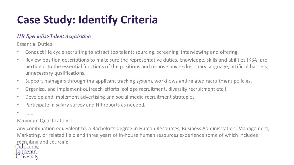 case study identify criteria