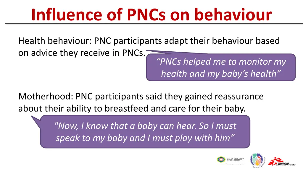 influence of pncs on behaviour