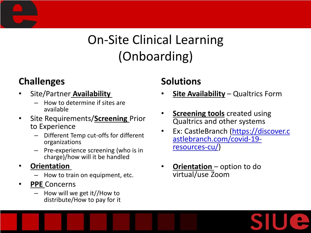 on site clinical learning onboarding