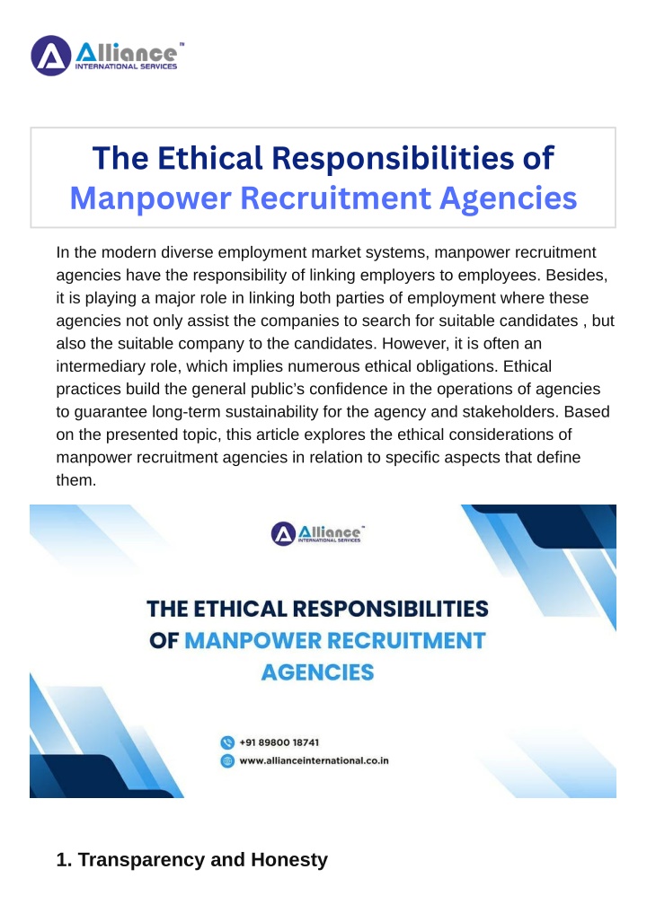 the ethical responsibilities of manpower