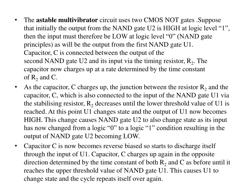 the astable multivibrator circuit uses two cmos