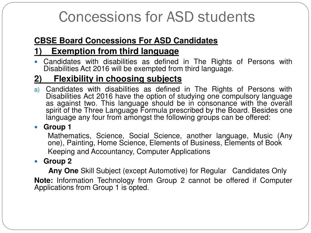 concessions for asd students 2