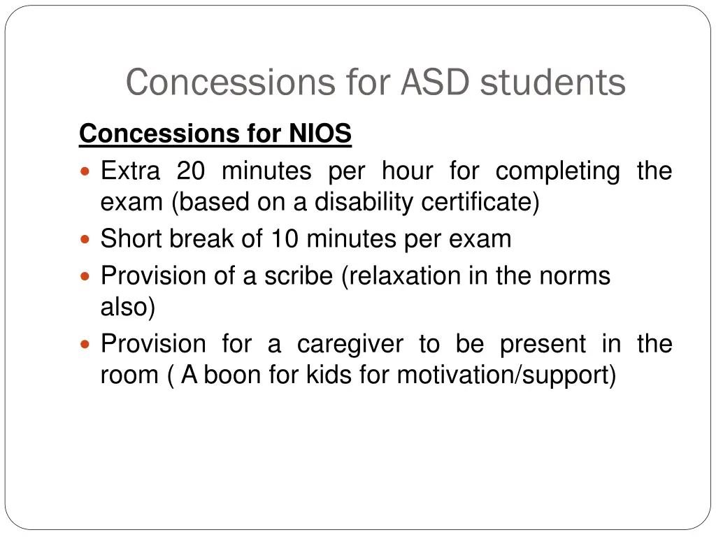 concessions for asd students 7