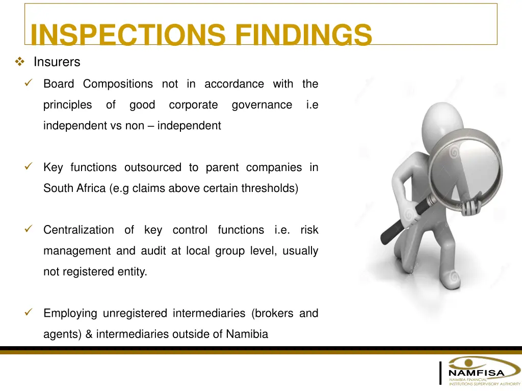 inspections findings insurers