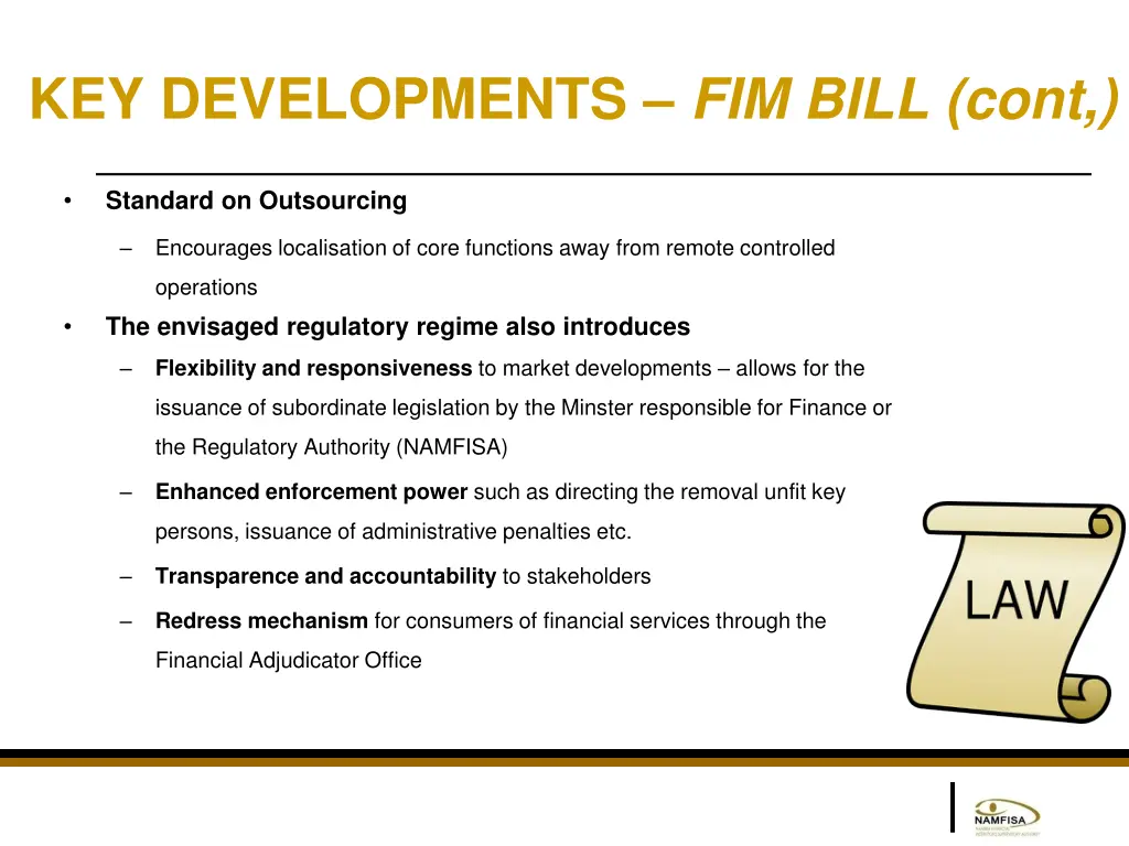 key developments fim bill cont