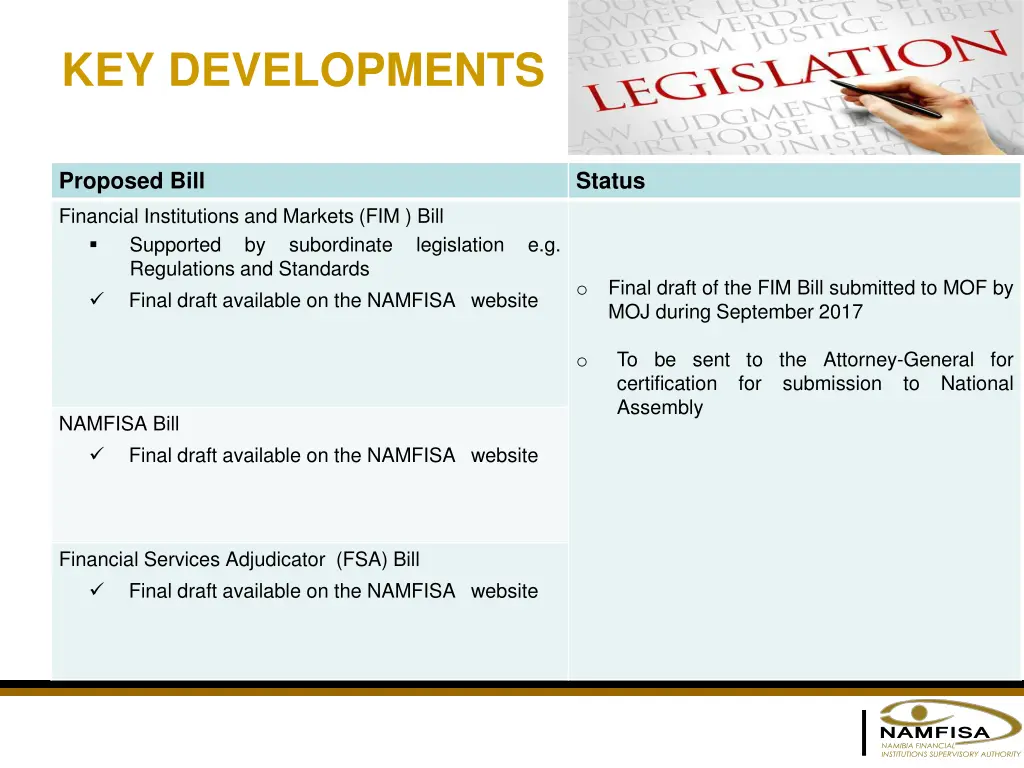 key developments