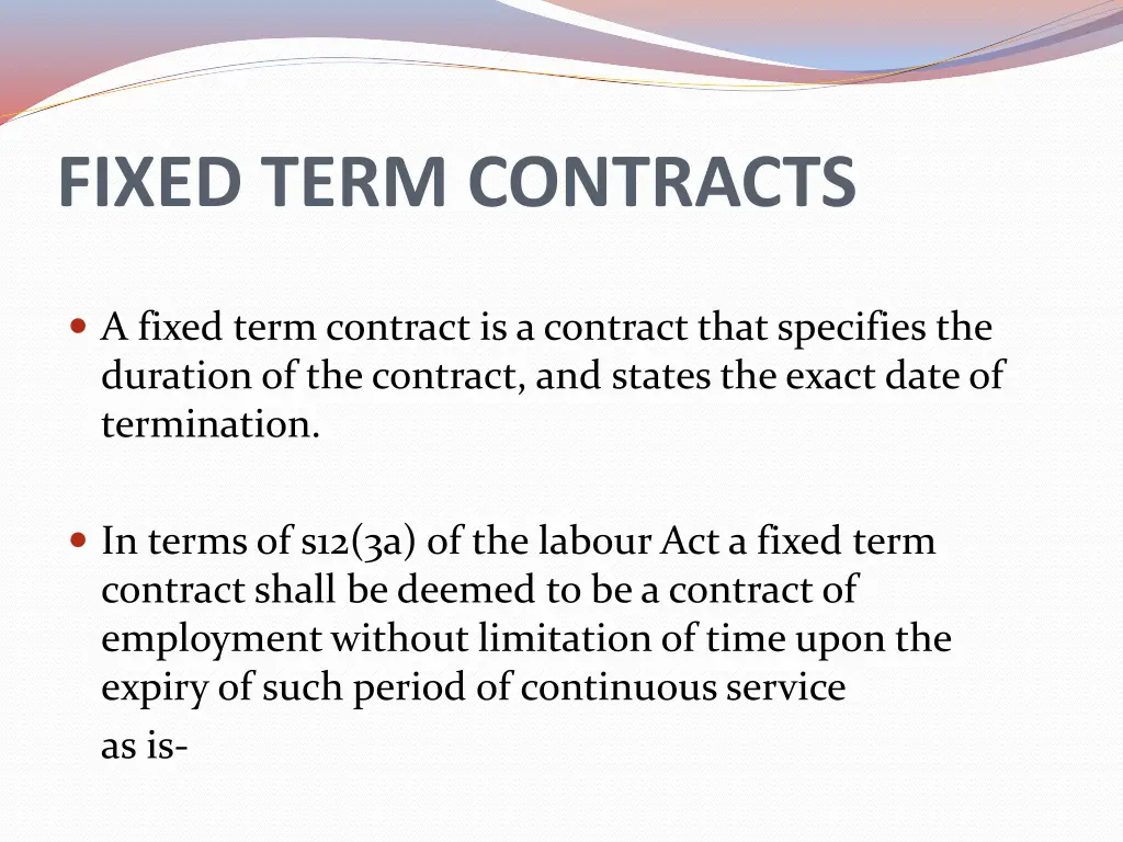 fixed term contracts