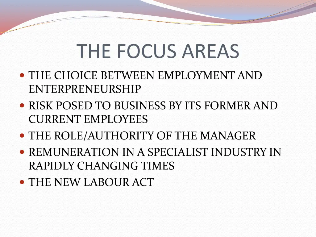 the focus areas