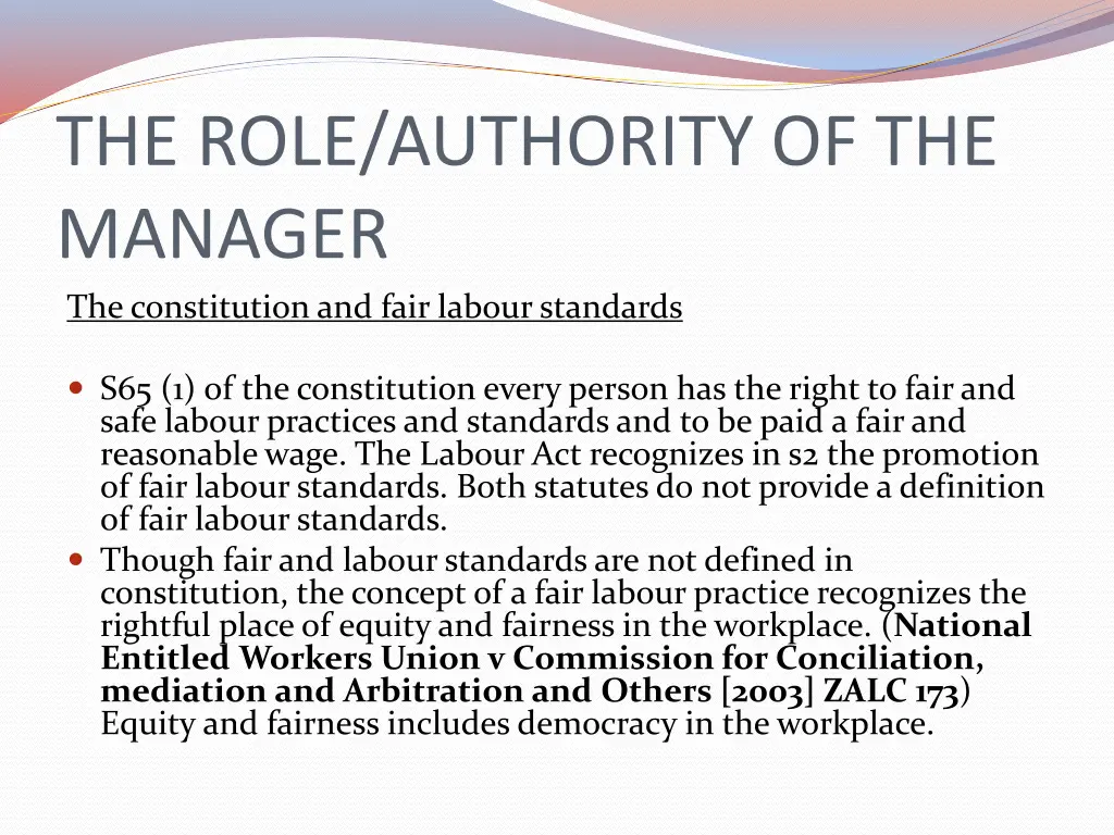 the role authority of the manager