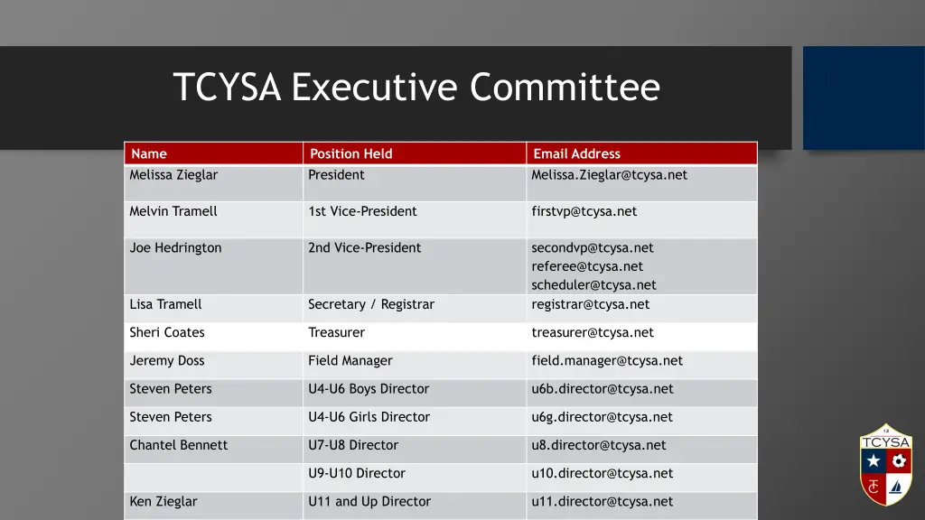 tcysa executive committee