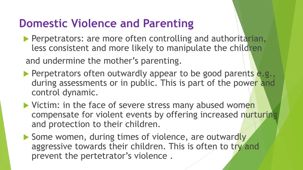 domestic violence and parenting perpetrators