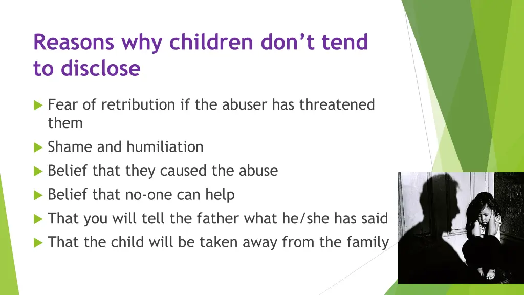 reasons why children don t tend to disclose