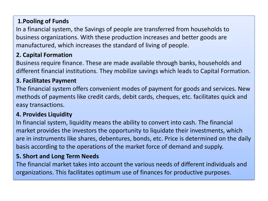 1 pooling of funds in a financial system