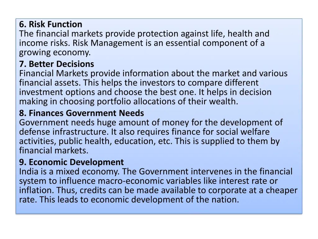 6 risk function the financial markets provide