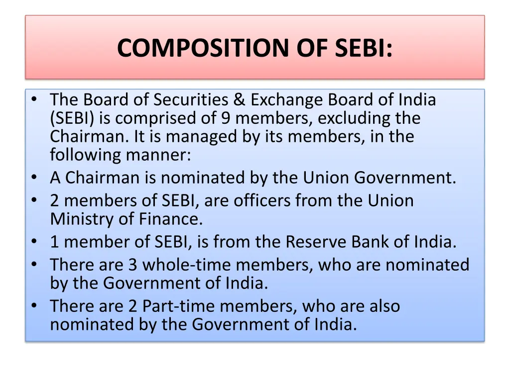 composition of sebi