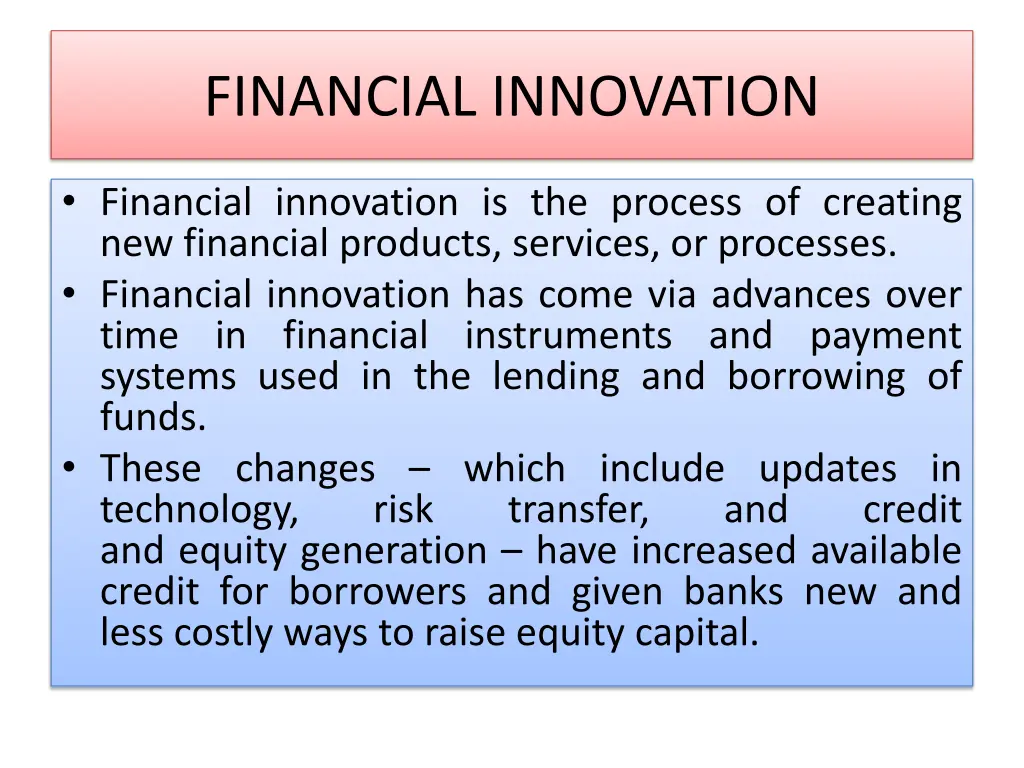 financial innovation