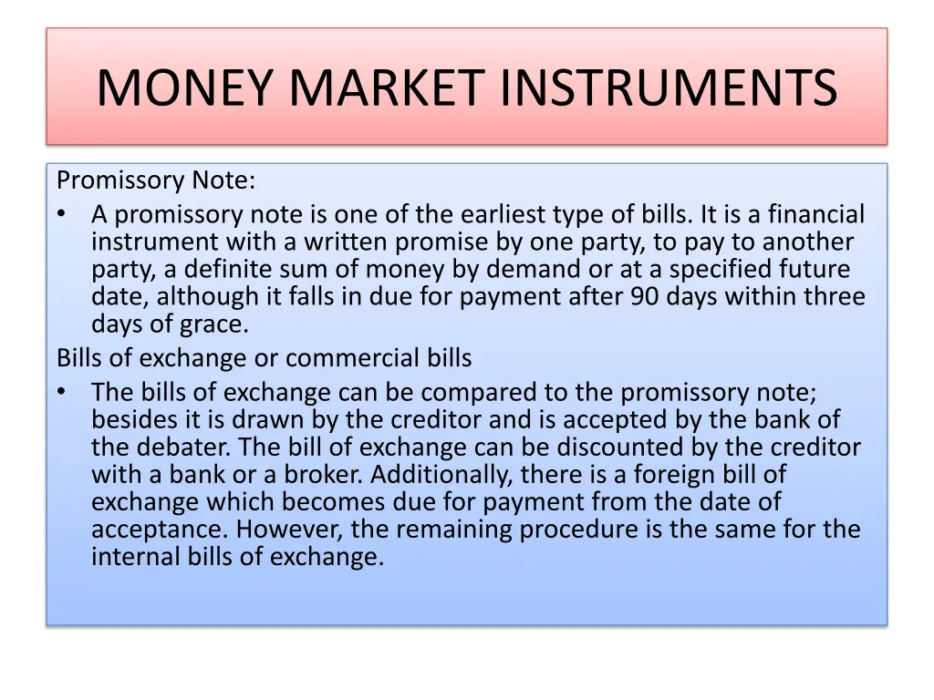 money market instruments