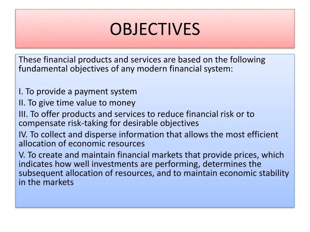 objectives