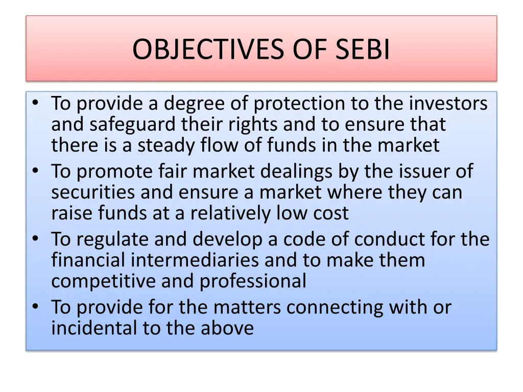 objectives of sebi