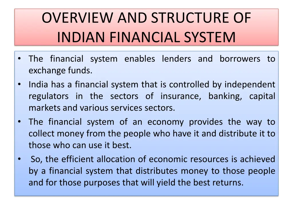 overview and structure of indian financial system