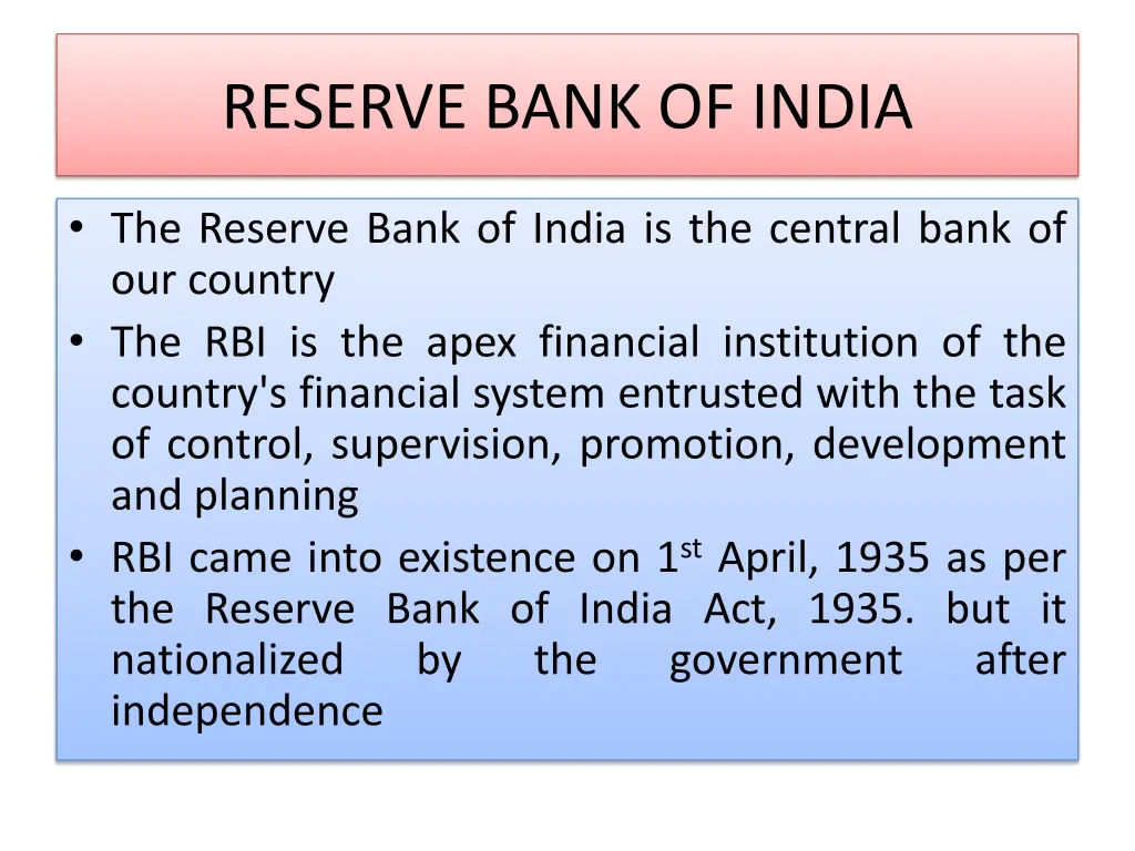 reserve bank of india