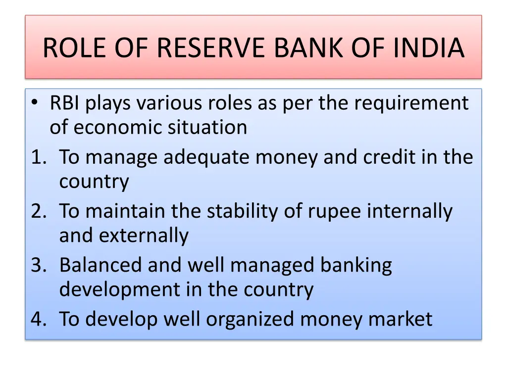 role of reserve bank of india