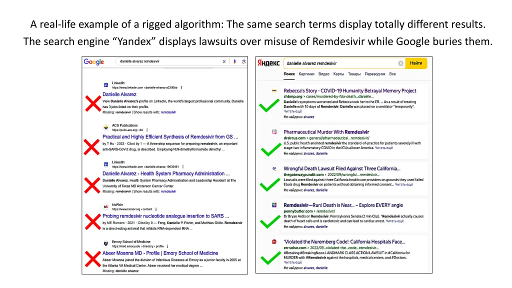 a real life example of a rigged algorithm