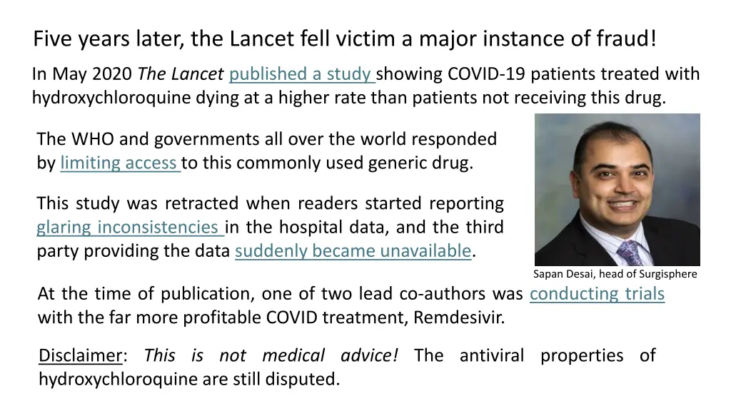 five years later the lancet fell victim a major