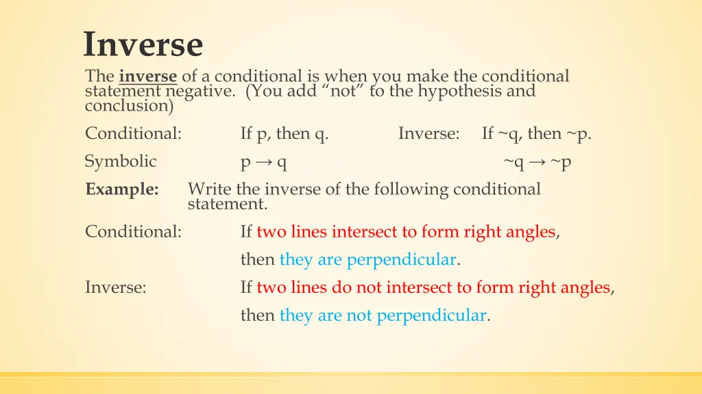 inverse the inverse of a conditional is when